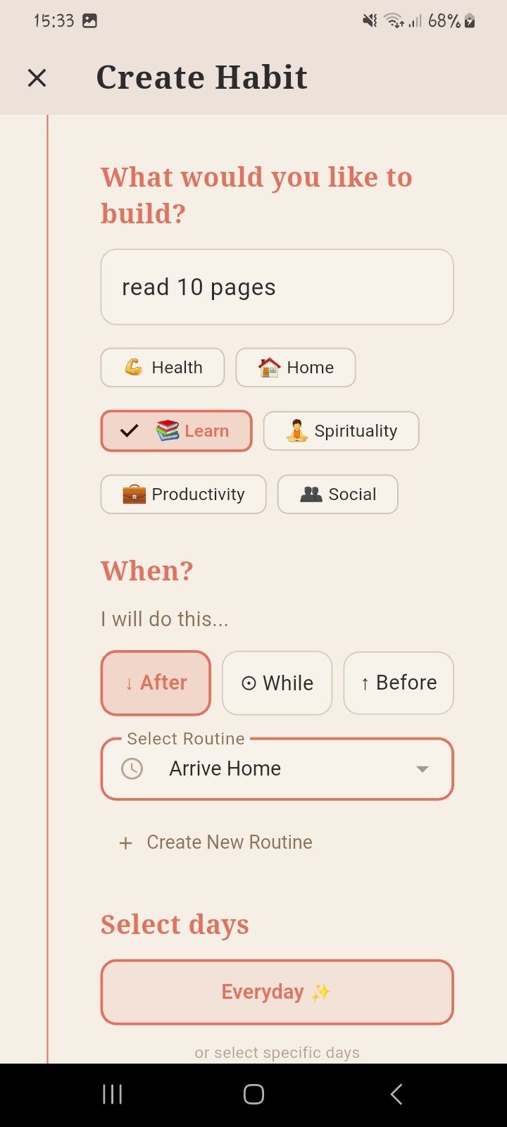 Habit Waymarks habit creation screen preview